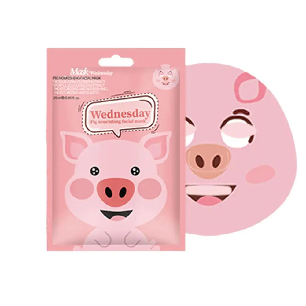 Cartoon Facial Sheet Mask (1pc / 7Pcs)– Dog, Panda & Pig Designs🐼🐶🐷✨