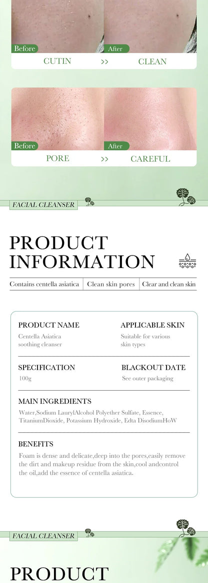 BIOAQUA Centella Asiatica Foam Cleanser – Moisturizing & Oil Control Face Wash