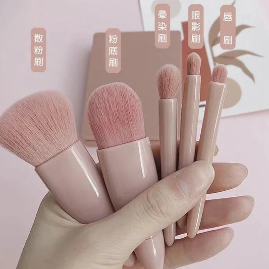 5-Piece Portable Makeup – Brush Set With Mirror – Eyeshadow, Blush, Lip &amp; Powder Brushes✨