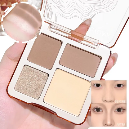 Xiaoyumi 4-Color Contour – & Highlighter Palette – Matte Long-Lasting Face Sculpting &amp; Brightening Powder✨