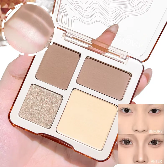 Xiaoyumi 4-Color Contour – & Highlighter Palette – Matte Long-Lasting Face Sculpting &amp; Brightening Powder✨