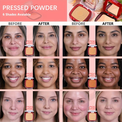 Matte Full Coverage – Pressed Powder Foundation – 24H Long-Lasting Weightless Finishing Powder with Puff Applicator✨