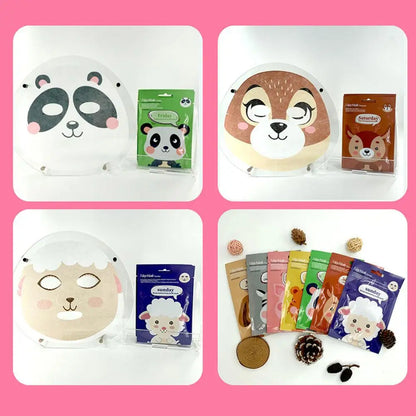 Cartoon Facial Sheet Mask (1pc / 7Pcs)– Dog, Panda & Pig Designs🐼🐶🐷✨