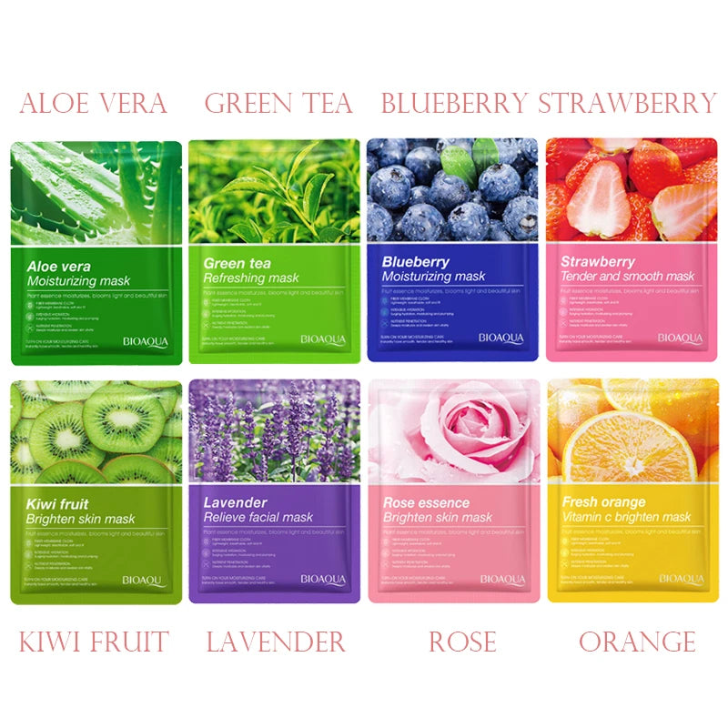 Natural Plant Sheet – Face Mask Set (8Pcs) – Korean Facial Masks🌿✨