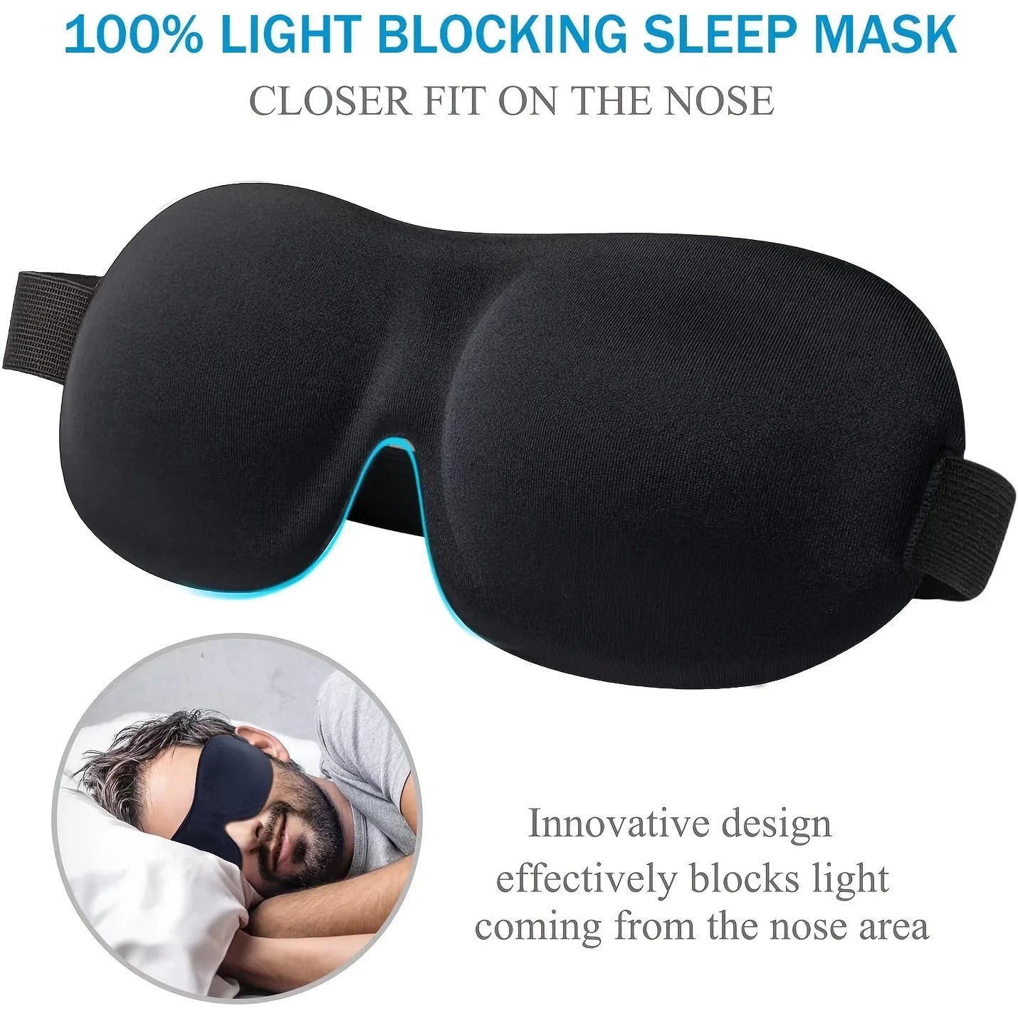 3D Contoured Sleep Mask – 100% Light Blocking Eye Mask😴✨