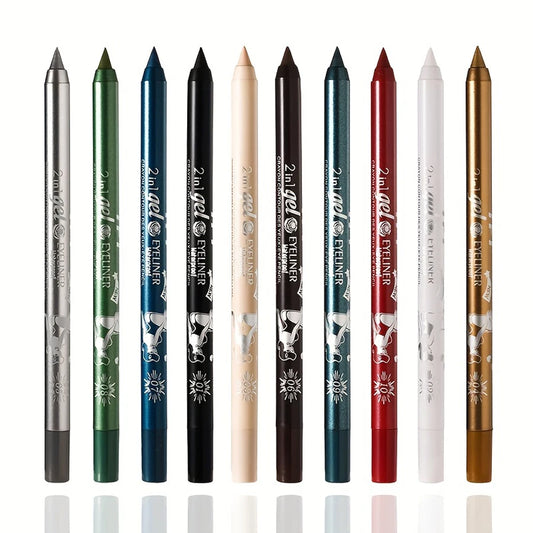 10-Color Luxury Gel Eyeliner Pen Set – Waterproof Long-Lasting Eye, Lip & Concealer Pencils | Smudge-Proof, Sweat-Proof Creamy Multi-Use Liner Kit | High-Pigment Precision Makeup✨