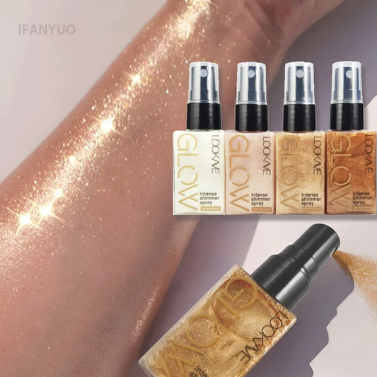 Shimmer Body Oil – Spray – Waterproof Glow Highlighter, Gold Bronze✨