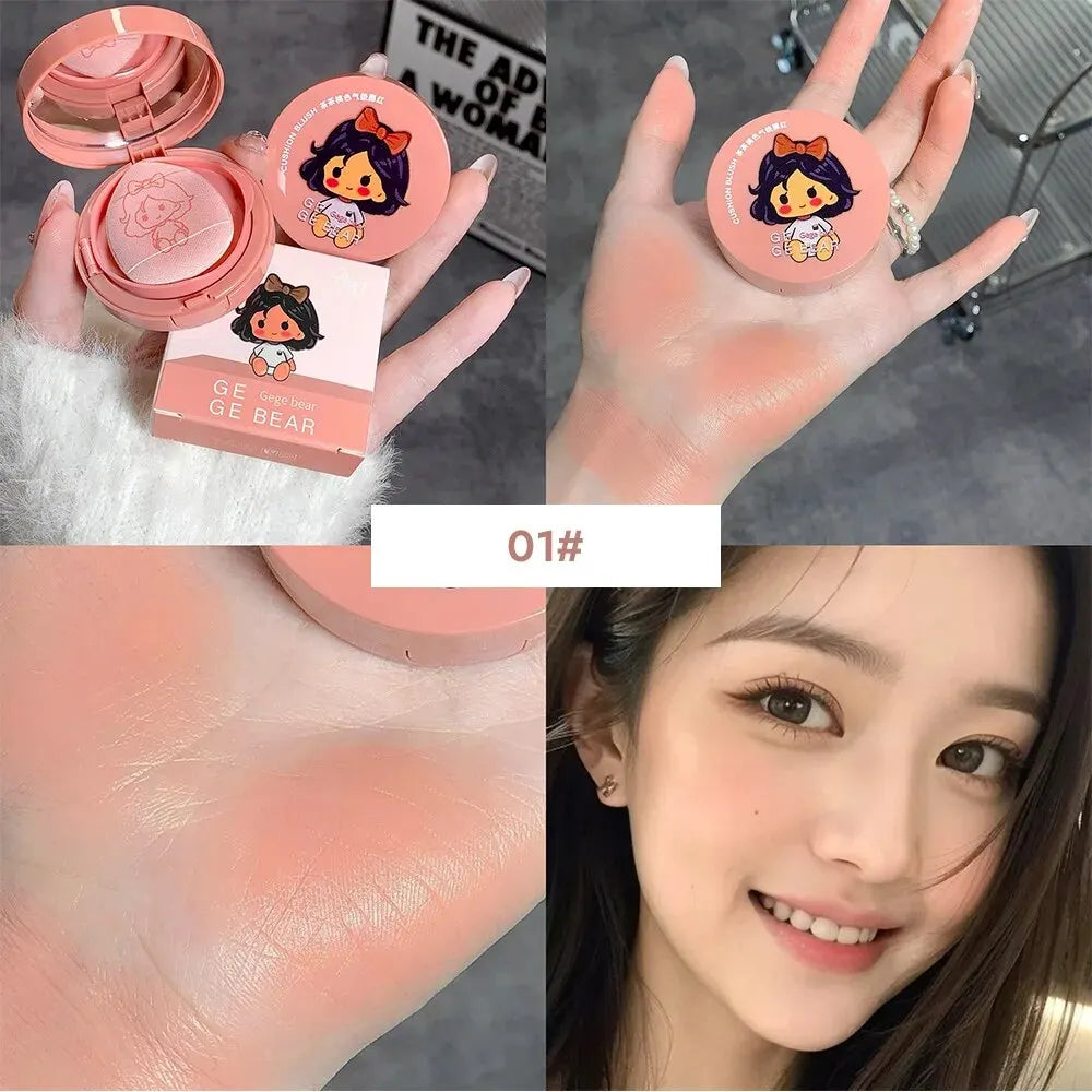 Gege Bear Cushion – Blush With Powder Puff – Long-Lasting Blendable Cheek Color for Natural Glow✨
