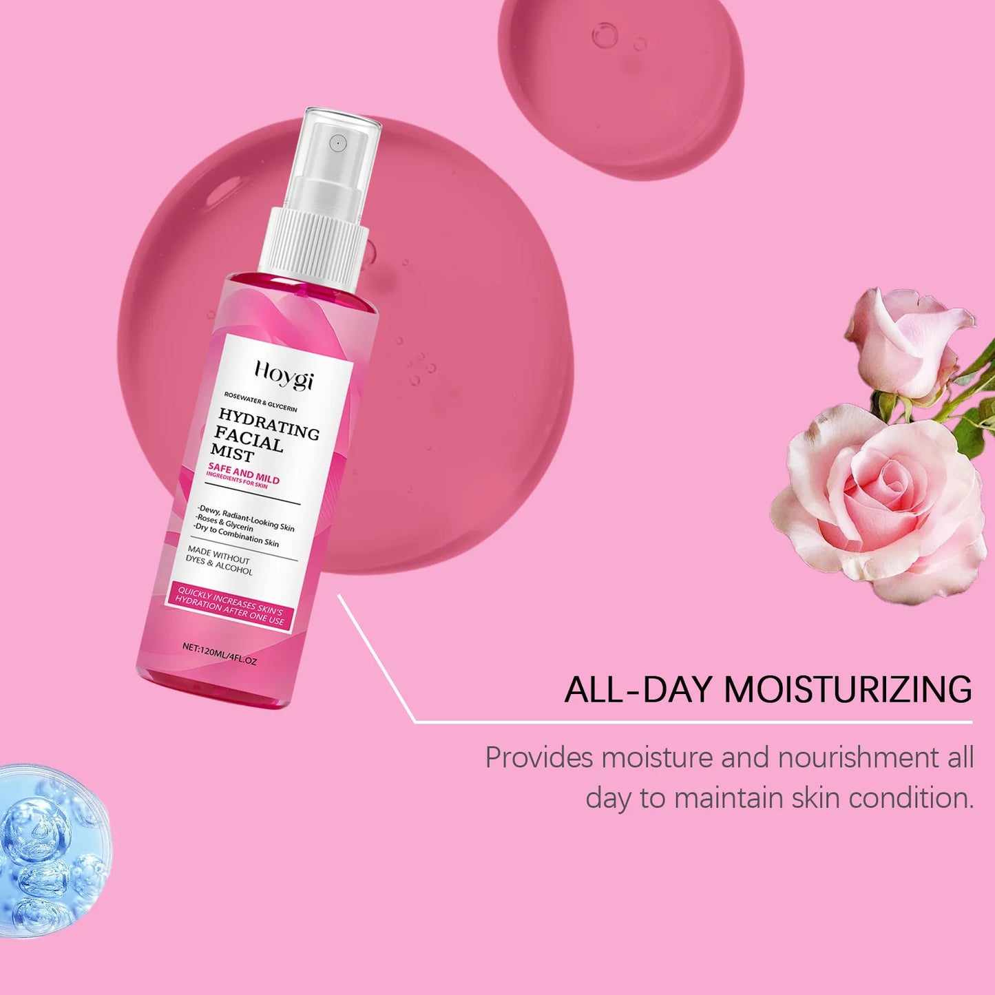 Rose Hydrating Facial Spray – Moisturizing & Pore-Refining Toner Mist✨