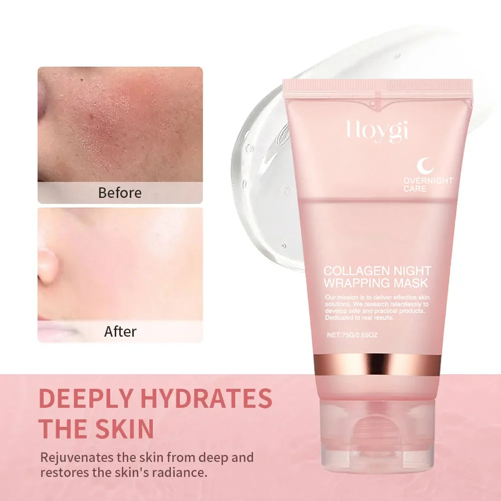 Korean Collagen Overnight Wrapping Mask – Deep Hydrating Peel-Off Night Care Facial Mask Cream✨🌙