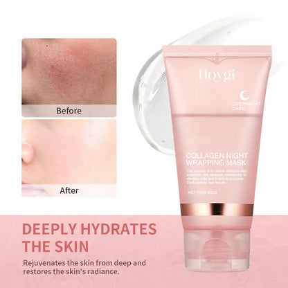 Korean Collagen Overnight Wrapping Mask – Deep Hydrating Peel-Off Night Care Facial Mask Cream✨🌙