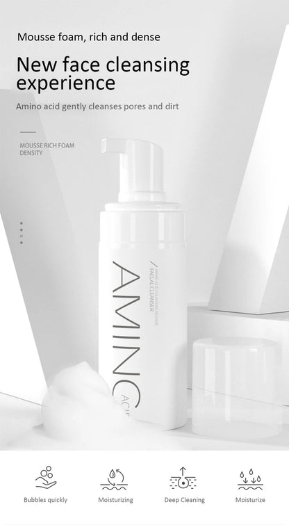 Amino Acid Cleansing Mousse Face Wash (100/150ml) – Oil Control, Deep Pore Cleanser for Acne, Mite Removal, Hydrating & Brightening Foam
