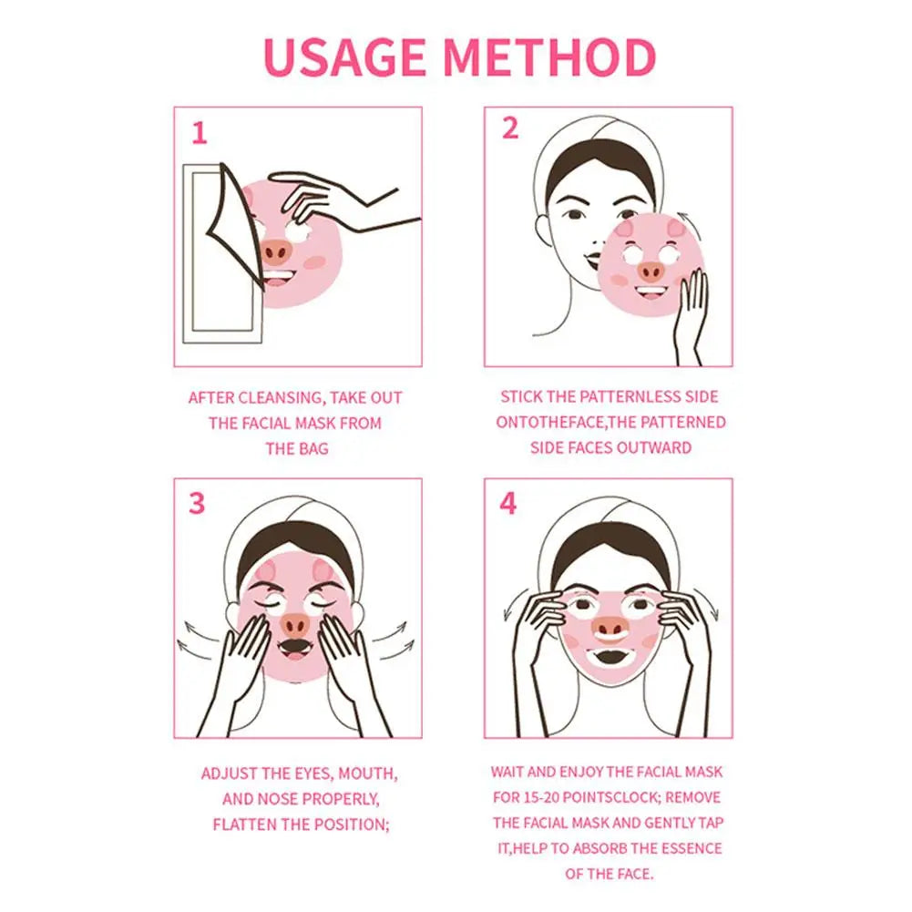 Cartoon Facial Sheet Mask (1pc / 7Pcs)– Dog, Panda & Pig Designs🐼🐶🐷✨