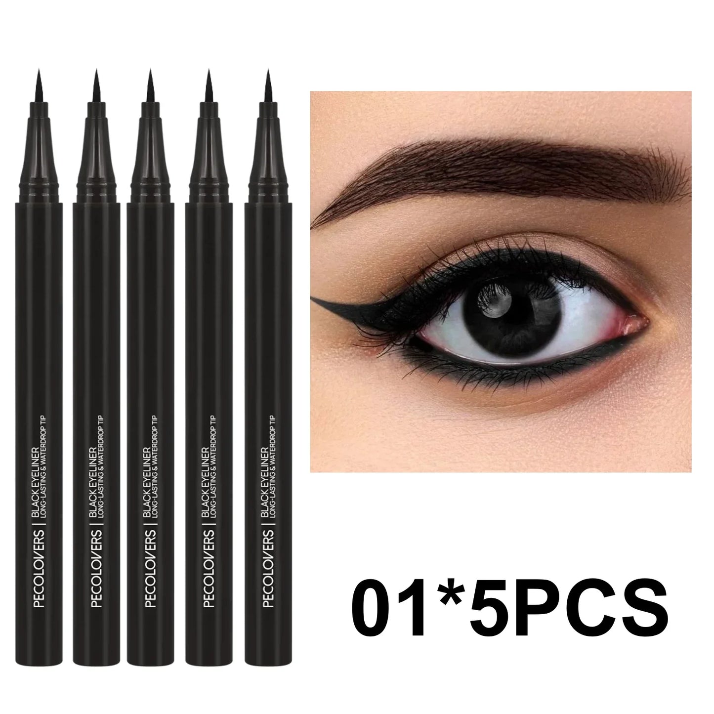 Precision Eyeliner & – Brow Pen Set – Waterproof, Quick-Dry (5Pcs)✨