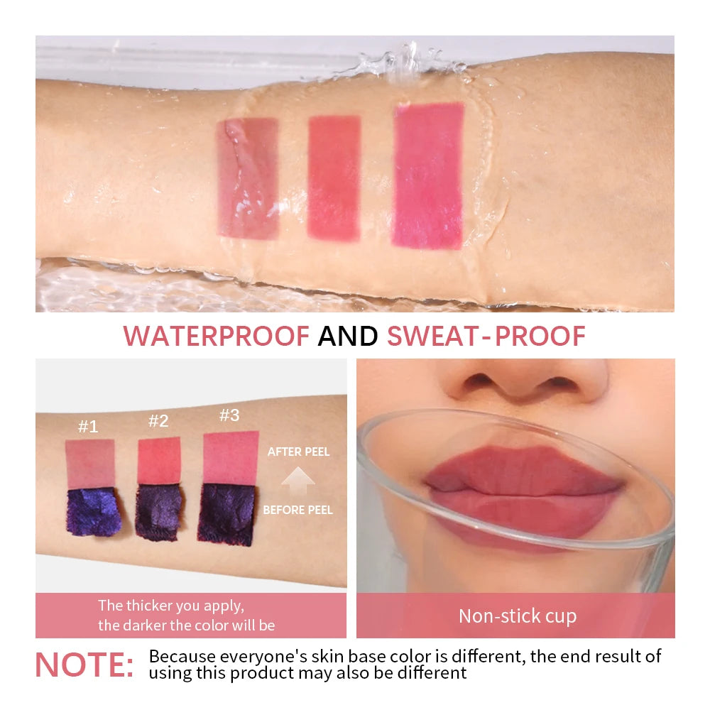 Peel-Off Lip Stain – Kit (3Pcs) – Long Lasting Waterproof Transfer-Proof Pink Lip Tint Set✨