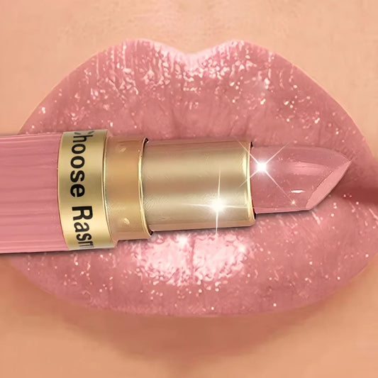Pearlescent Pink Glitter Lipstick – Waterproof Metallic Velvet Diamond Shine Lip Color✨