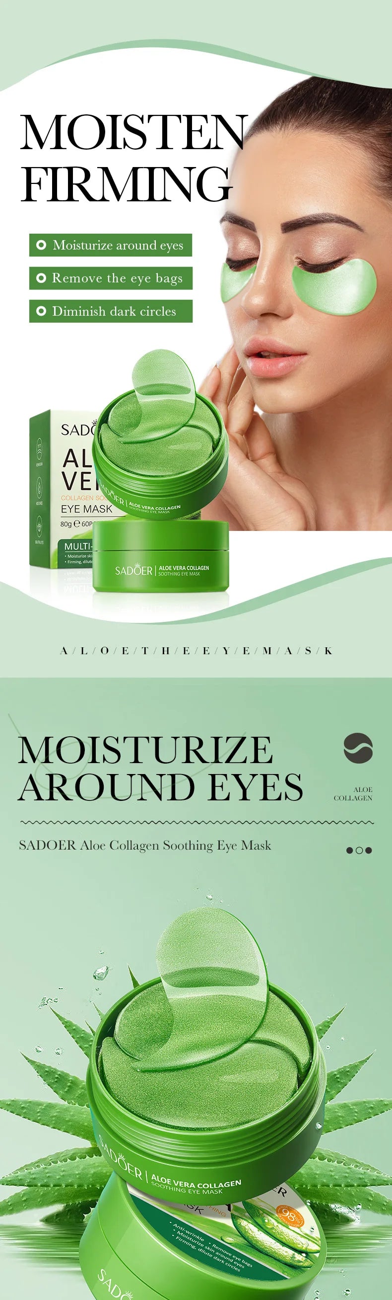 Aloe Vera Collagen Eye Patches – Hydrating & Firming Under Eye Mask✨