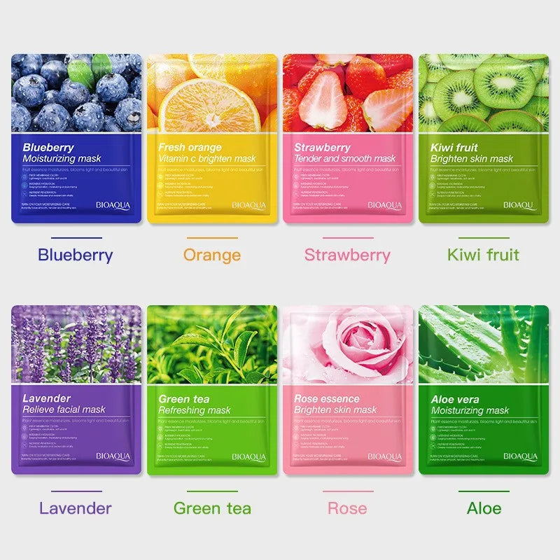 Natural Plant Sheet – Face Mask Set (8Pcs) – Korean Facial Masks🌿✨