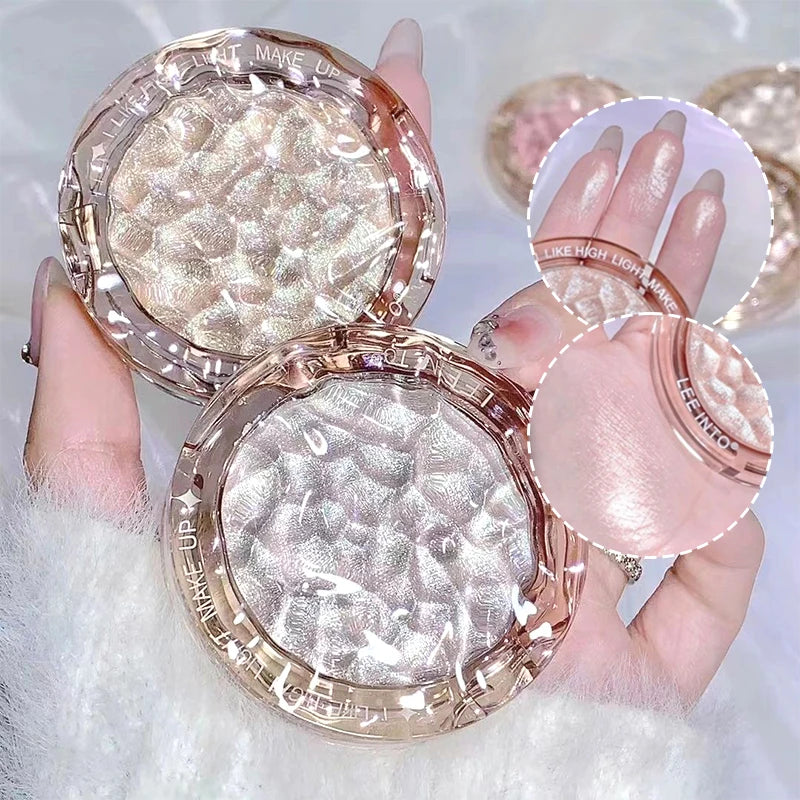 Glossy Highlight & – Contour Powder Palette – Natural Glow Glitter Highlighter✨