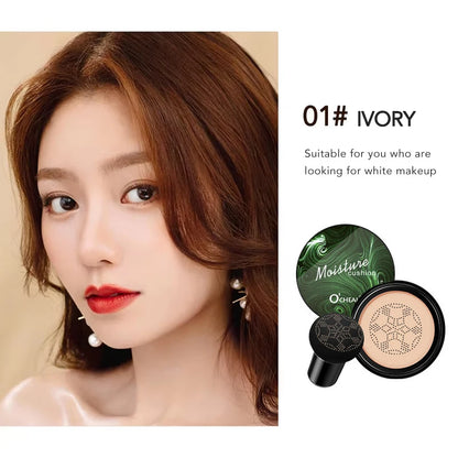 Ocheal Air Cushion BB Cream Compact – Full Coverage Foundation & Concealer with Mushroom Puff Applicator✨