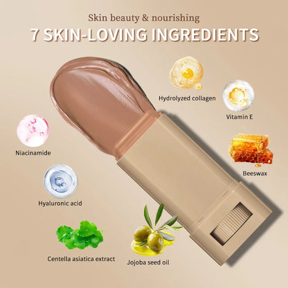 Waterproof Skin Tint Stick – Nourishing Tinted Serum Foundation Balm with Contour & Glow Finish✨