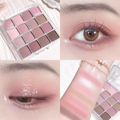 16-Color Sunset Eyeshadow – Palette – Matte & Pearl Korean Glow✨