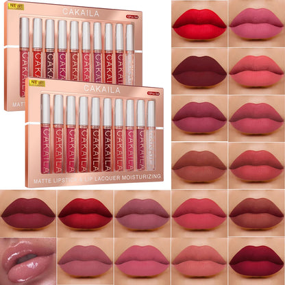 Matte Liquid Lipstick Set (10PC ) – Waterproof Velvet Nude & Red Lip Gloss Collection✨