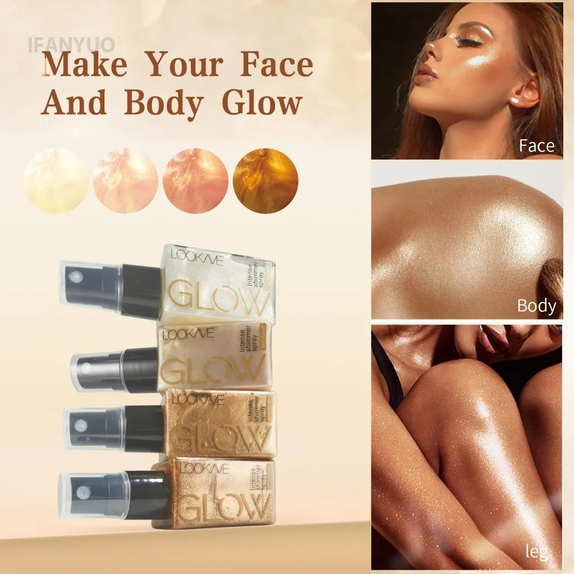Shimmer Body Oil – Spray – Waterproof Glow Highlighter, Gold Bronze✨