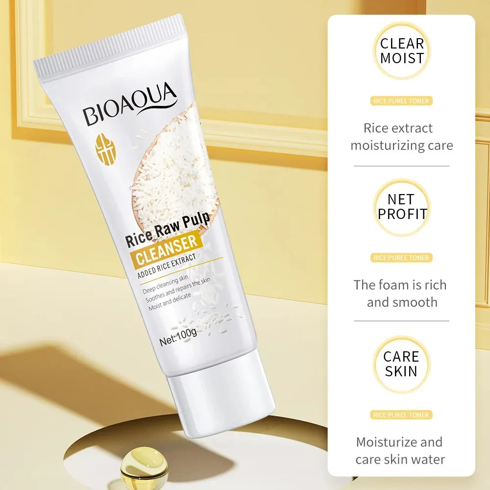 Bioaqua Rice Extract – Brightening Cleanser – Moisturizing Foaming Face Wash✨