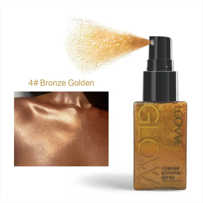 Shimmer Body Oil – Spray – Waterproof Glow Highlighter, Gold Bronze✨