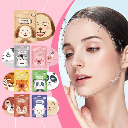 Cartoon Facial Sheet Mask (1pc / 7Pcs)– Dog, Panda & Pig Designs🐼🐶🐷✨