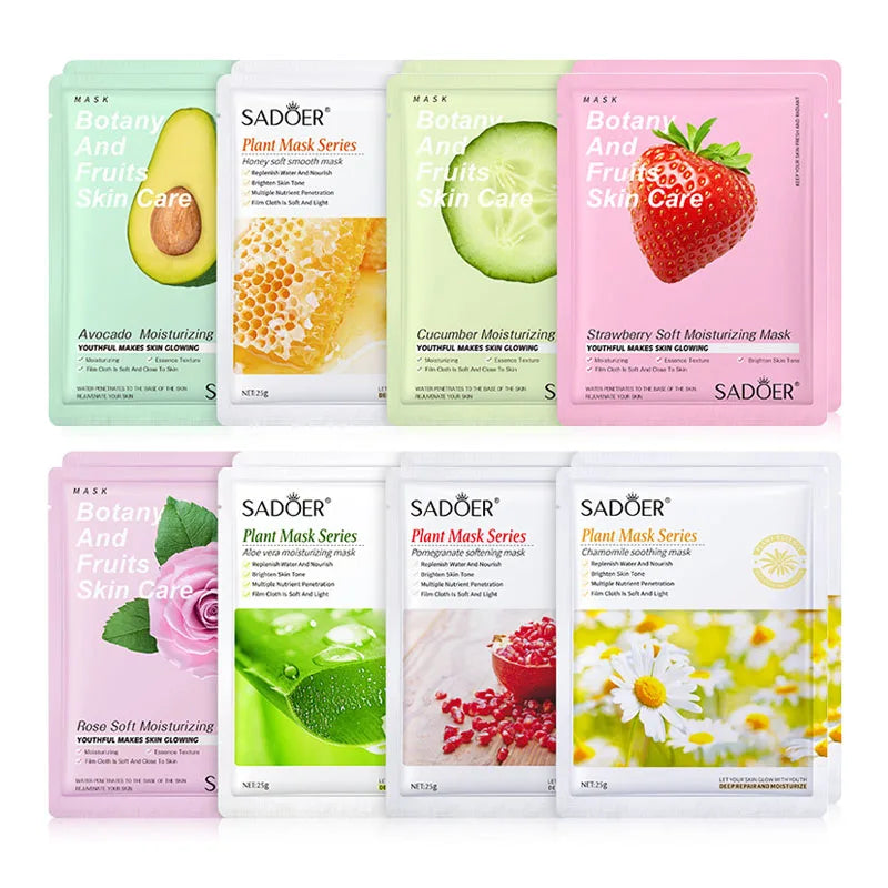 Natural Plant Sheet – Face Mask Set (8Pcs) – Korean Facial Masks🌿✨