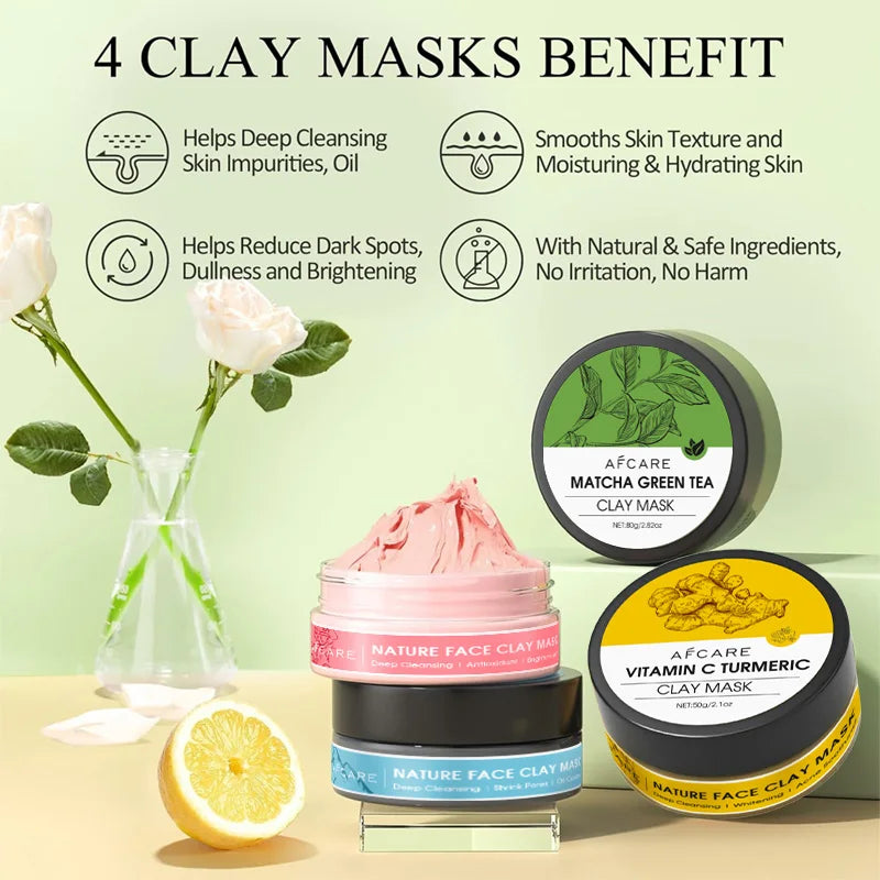 4-Piece - Clay Facial Mask Set (320g)✨
