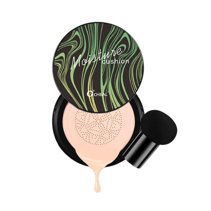 Ocheal Air Cushion BB Cream Compact – Full Coverage Foundation & Concealer with Mushroom Puff Applicator✨