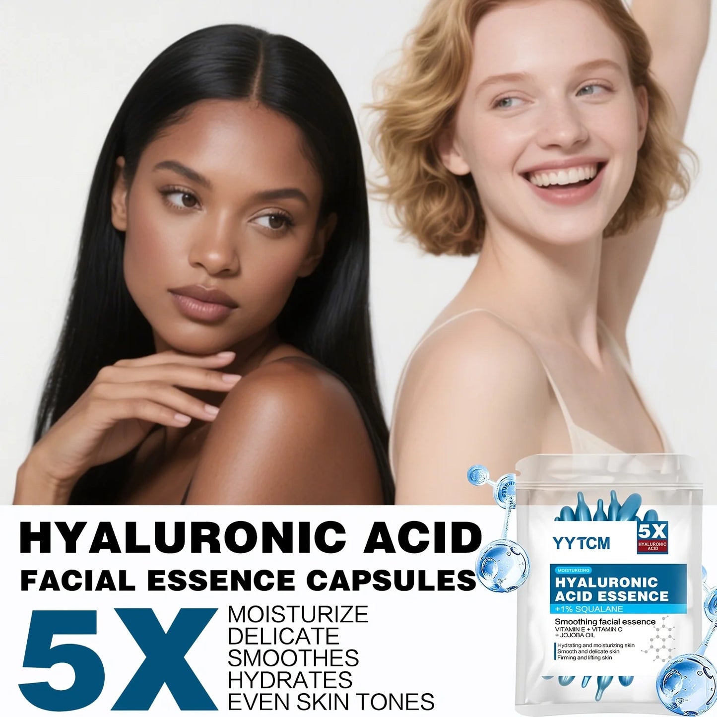 Hyaluronic Acid Capsule – Serum (30 Capsules) – Deep Moisturizing & Brightening Face Essence✨