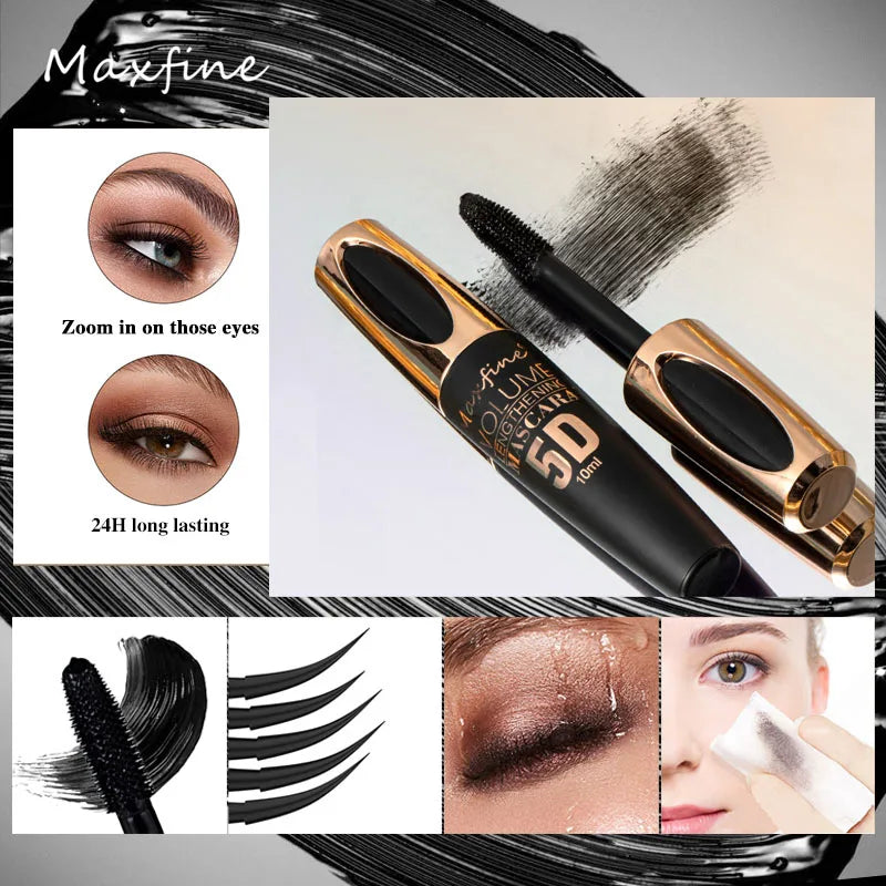 Silk Mascara 5D– Waterproof Lengthening &amp; Volumizing Black Lash Mascara✨