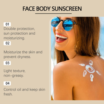 Spf 50+ Face & Body Sunscreen Cream – Waterproof Antioxidant Sunblock✨