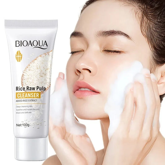 Bioaqua Rice Extract – Brightening Cleanser – Moisturizing Foaming Face Wash✨