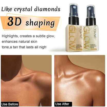 Shimmer Body Oil – Spray – Waterproof Glow Highlighter, Gold Bronze✨