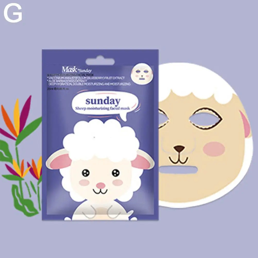 Cartoon Facial Sheet Mask (1pc / 7Pcs)– Dog, Panda & Pig Designs🐼🐶🐷✨