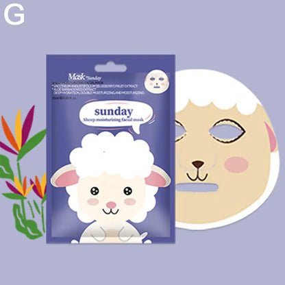 Cartoon Facial Sheet Mask (1pc / 7Pcs)– Dog, Panda & Pig Designs🐼🐶🐷✨