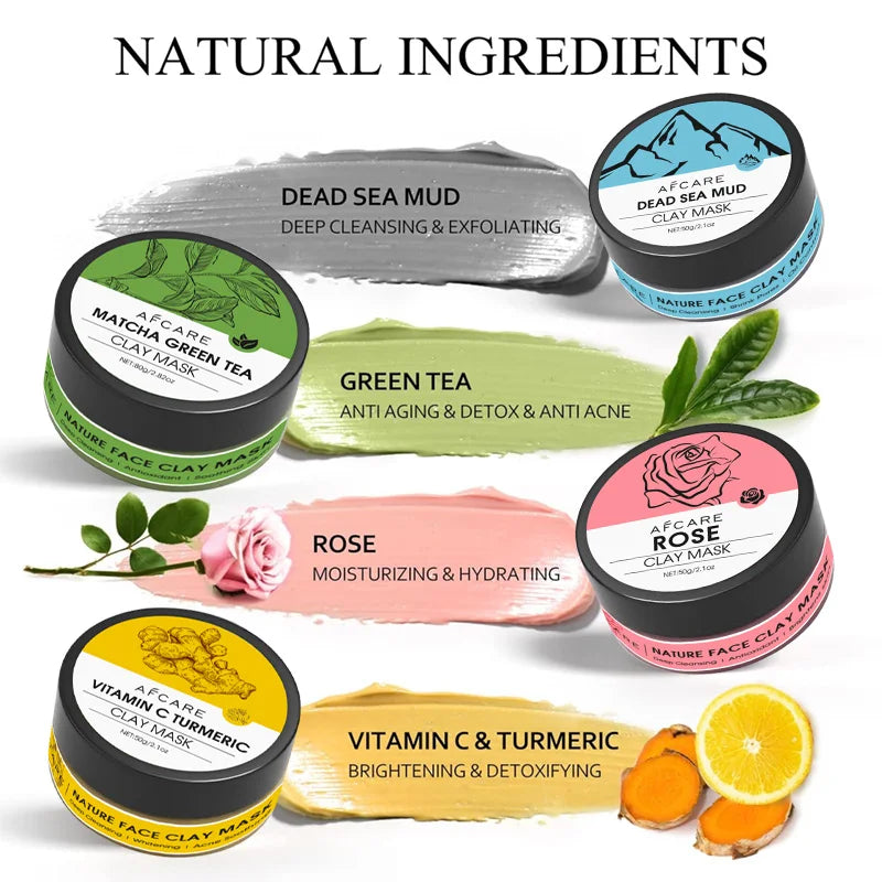 4-Piece - Clay Facial Mask Set (320g)✨