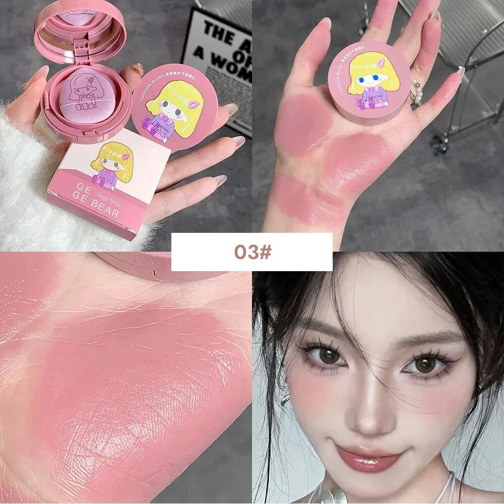 Gege Bear Cushion – Blush With Powder Puff – Long-Lasting Blendable Cheek Color for Natural Glow✨