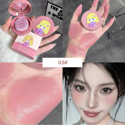 Gege Bear Cushion – Blush With Powder Puff – Long-Lasting Blendable Cheek Color for Natural Glow✨