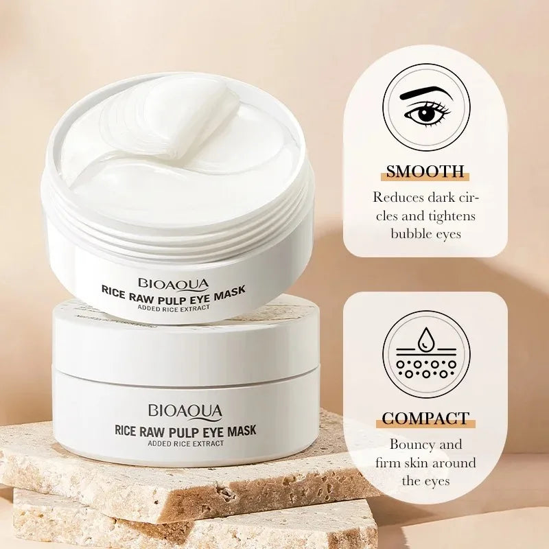 Bioaqua Rice Eye Mask Set (60Pcs) – Brightening & Hydrating Under-Eye Patches✨