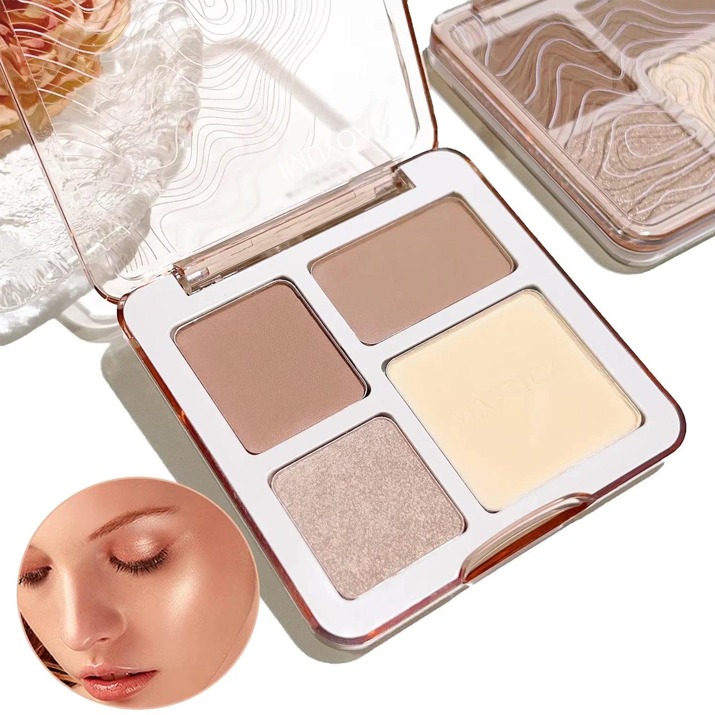 Xiaoyumi 4-Color Contour – & Highlighter Palette – Matte Long-Lasting Face Sculpting &amp; Brightening Powder✨