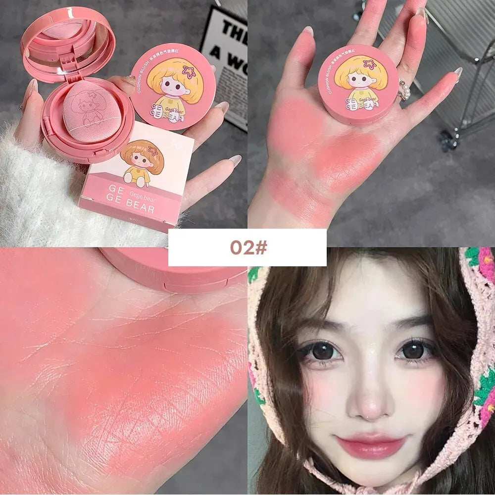 Gege Bear Cushion – Blush With Powder Puff – Long-Lasting Blendable Cheek Color for Natural Glow✨