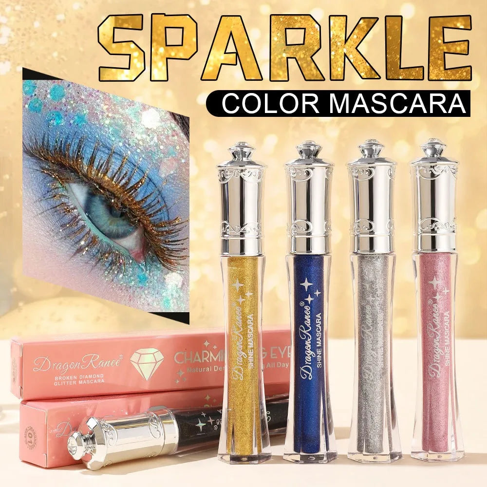 9-Color Diamond Glitter Mascara – Waterproof Volumizing Curl Lash Mascara✨