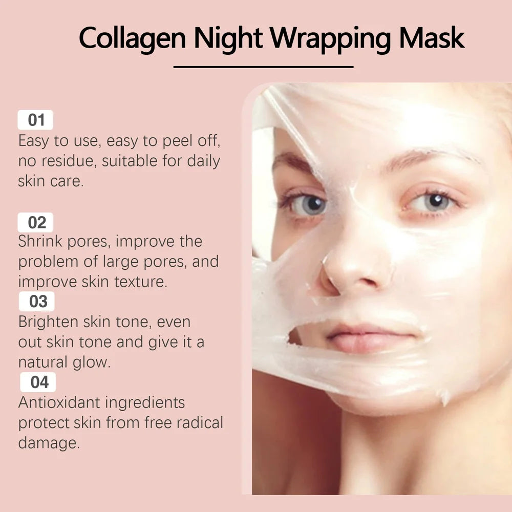 Korean Collagen Overnight Wrapping Mask – Deep Hydrating Peel-Off Night Care Facial Mask Cream✨🌙