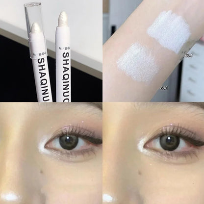 Matte Eyeshadow & – White Eyeliner Stick – Shimmer Silver Highlighter Pen✨